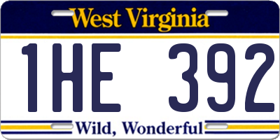 WV license plate 1HE392