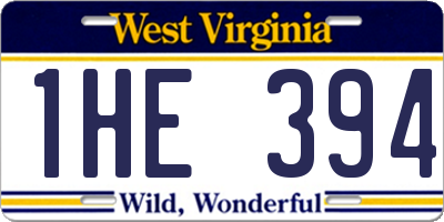WV license plate 1HE394