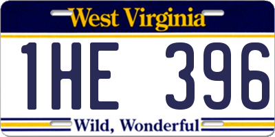 WV license plate 1HE396