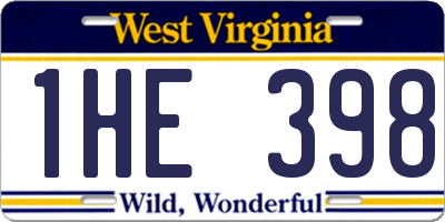 WV license plate 1HE398