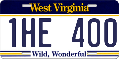WV license plate 1HE400