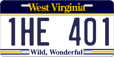 WV license plate 1HE401