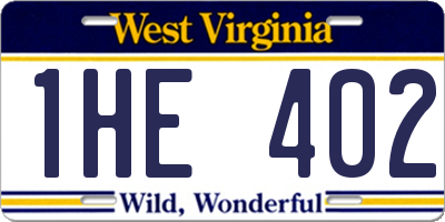 WV license plate 1HE402