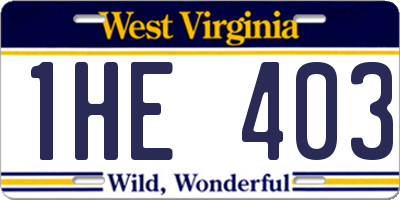 WV license plate 1HE403