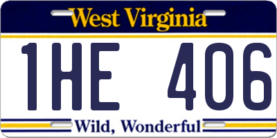 WV license plate 1HE406
