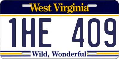 WV license plate 1HE409