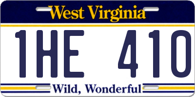 WV license plate 1HE410