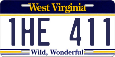WV license plate 1HE411