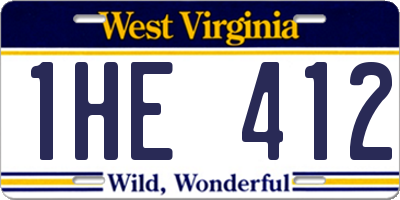 WV license plate 1HE412