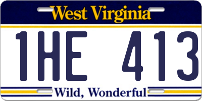 WV license plate 1HE413