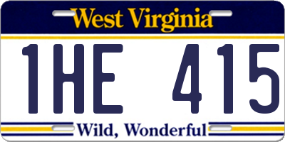 WV license plate 1HE415