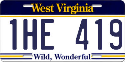 WV license plate 1HE419