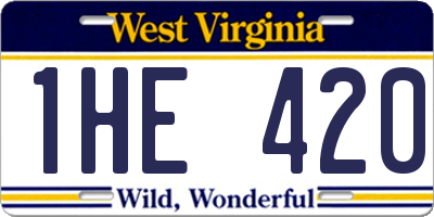 WV license plate 1HE420