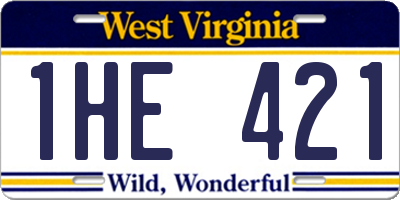 WV license plate 1HE421