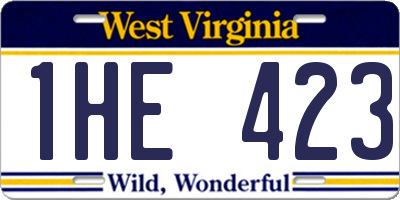 WV license plate 1HE423