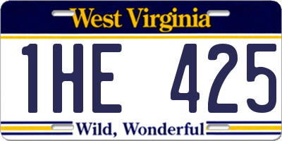 WV license plate 1HE425