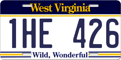 WV license plate 1HE426