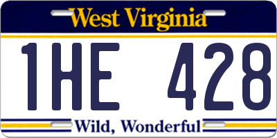 WV license plate 1HE428