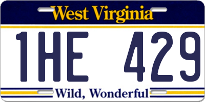 WV license plate 1HE429
