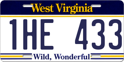 WV license plate 1HE433