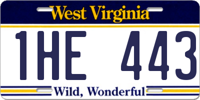 WV license plate 1HE443