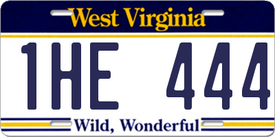 WV license plate 1HE444