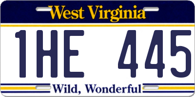 WV license plate 1HE445