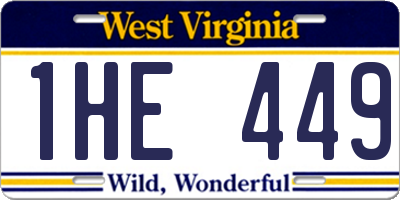 WV license plate 1HE449
