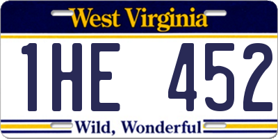 WV license plate 1HE452