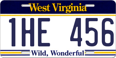 WV license plate 1HE456