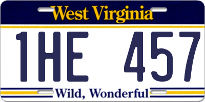WV license plate 1HE457