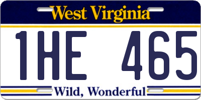 WV license plate 1HE465