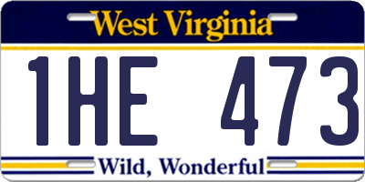WV license plate 1HE473