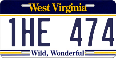 WV license plate 1HE474