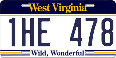 WV license plate 1HE478