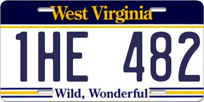WV license plate 1HE482