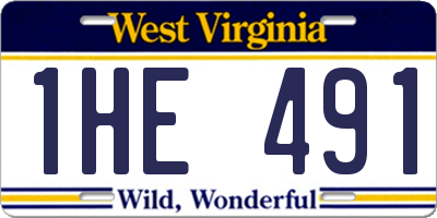 WV license plate 1HE491