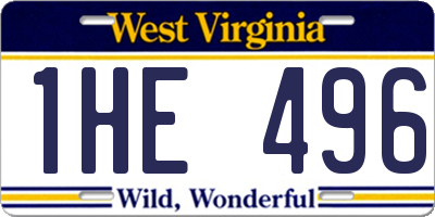 WV license plate 1HE496
