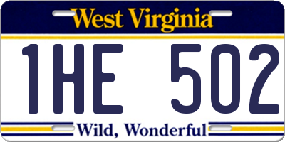 WV license plate 1HE502