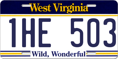 WV license plate 1HE503