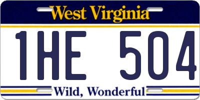 WV license plate 1HE504