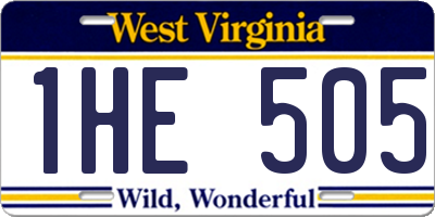 WV license plate 1HE505