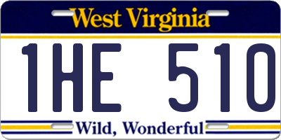 WV license plate 1HE510