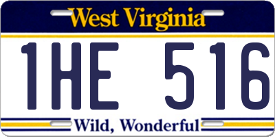 WV license plate 1HE516