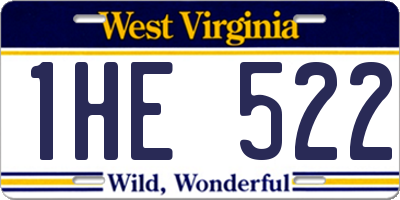 WV license plate 1HE522