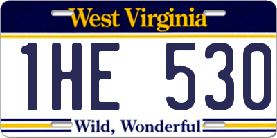 WV license plate 1HE530