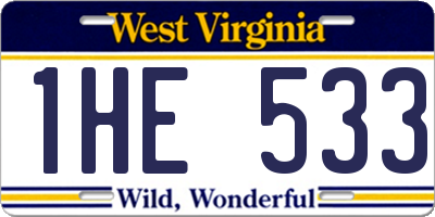 WV license plate 1HE533