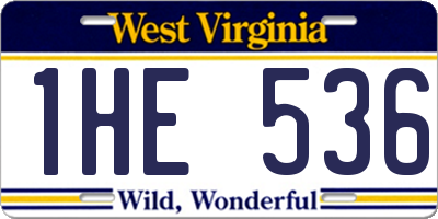 WV license plate 1HE536
