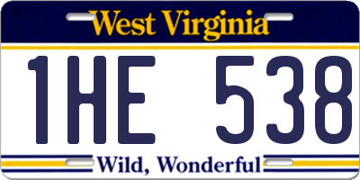 WV license plate 1HE538