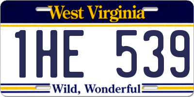 WV license plate 1HE539